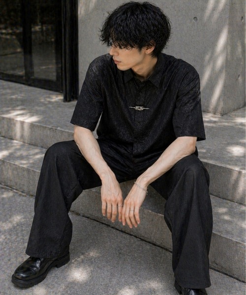 UP START(アップスタート)の「【Bls】 【ZM】【Bling Leads】フックデザイン チャイナドレスシャツ(BL)(シャツ/ブラウス・メンズ・ブラック・LARGE/MEDIUM)」の6枚目の写真