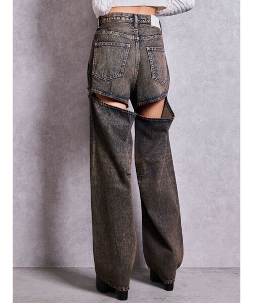 GYDA(ジェイダ)の「ハイウエストBACK OPEN BARREL LEGデニムパンツ(デニムパンツ・レディース・ブルー/インディゴブルー・MEDIUM/SMALL/X-SMALL)」の1枚目の写真