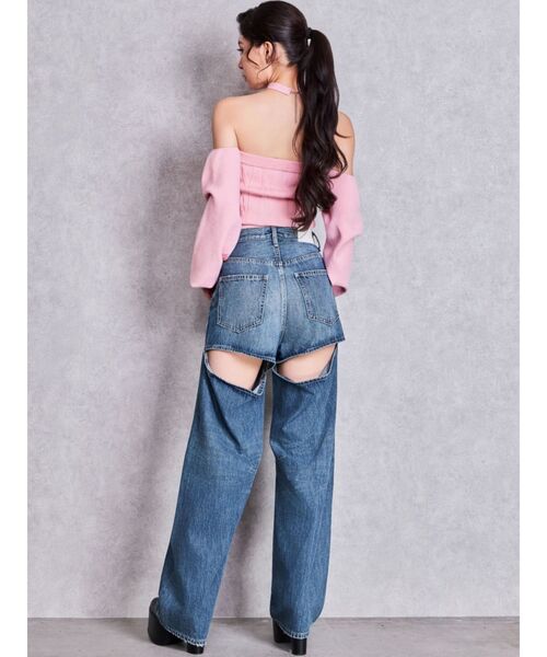 GYDA(ジェイダ)の「ハイウエストBACK OPEN BARREL LEGデニムパンツ(デニムパンツ・レディース・ブルー/インディゴブルー・MEDIUM/SMALL/X-SMALL)」の3枚目の写真