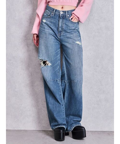 GYDA(ジェイダ)の「ハイウエストBACK OPEN BARREL LEGデニムパンツ(デニムパンツ・レディース・ブルー/インディゴブルー・MEDIUM/SMALL/X-SMALL)」の12枚目の写真