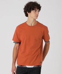 チェックレイヤードマーセライズスラブTシャツ