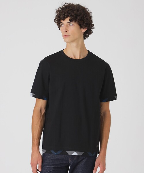 BLACK LABEL CRESTBRIDGE(ブラックレーベル・クレストブリッジ)の「チェックレイヤードマーセライズスラブTシャツ(Tシャツ/カットソー・メンズ・オレンジ系その他3/オフホワイト/ブルー系その他4/ブラック・XL/L/M)」の2枚目の写真