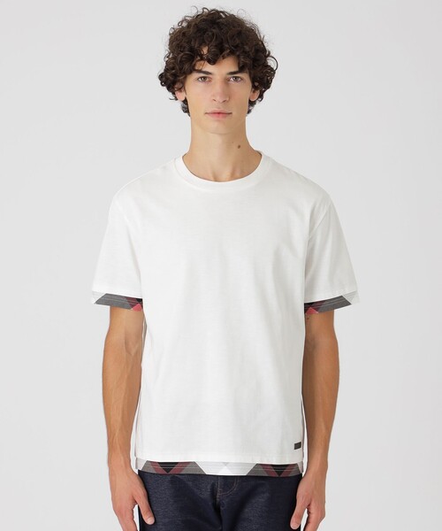 BLACK LABEL CRESTBRIDGE(ブラックレーベル・クレストブリッジ)の「チェックレイヤードマーセライズスラブTシャツ(Tシャツ/カットソー・メンズ・オレンジ系その他3/オフホワイト/ブルー系その他4/ブラック・XL/L/M)」の6枚目の写真
