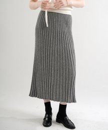 Ramswool Pleats Knit Skirt (gray)