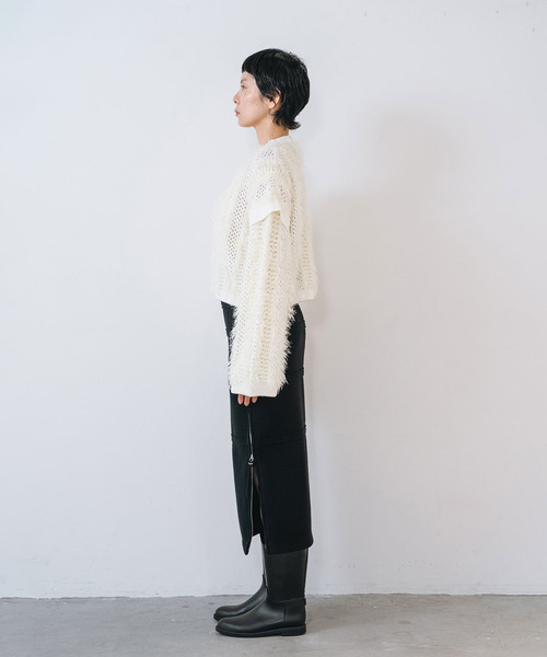 muller of yoshiokubo（ミュラーオブヨシオクボ）の「muller of yoshiokubo ミュラーオブヨシオクボ / FUZZY KNIT TOP ファジーニットトップス / MLF26804（ニット/セーター・レディース・ブラウン/アイボリー・FREE）」の5枚目の写真