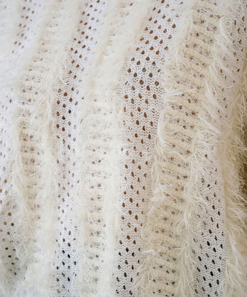 muller of yoshiokubo（ミュラーオブヨシオクボ）の「muller of yoshiokubo ミュラーオブヨシオクボ / FUZZY KNIT TOP ファジーニットトップス / MLF26804（ニット/セーター・レディース・ブラウン/アイボリー・FREE）」の7枚目の写真
