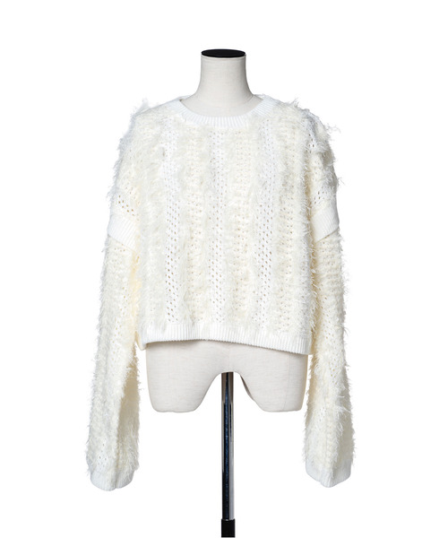 muller of yoshiokubo（ミュラーオブヨシオクボ）の「muller of yoshiokubo ミュラーオブヨシオクボ / FUZZY KNIT TOP ファジーニットトップス / MLF26804（ニット/セーター・レディース・ブラウン/アイボリー・FREE）」の9枚目の写真