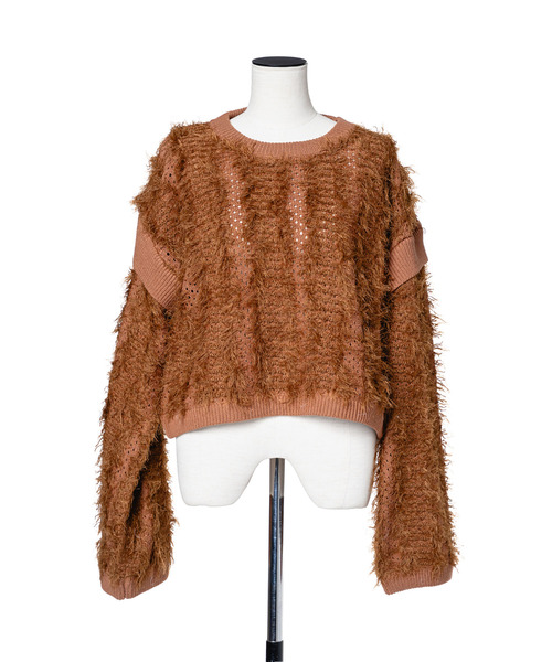 muller of yoshiokubo（ミュラーオブヨシオクボ）の「muller of yoshiokubo ミュラーオブヨシオクボ / FUZZY KNIT TOP ファジーニットトップス / MLF26804（ニット/セーター・レディース・ブラウン/アイボリー・FREE）」の10枚目の写真