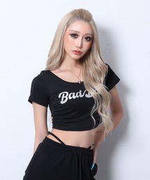 【BLACKQUEEN】ラメロゴショート丈Tシャツ