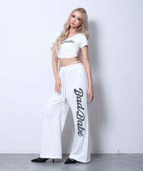 BLACKQUEEN（ブラッククイーン）の「【BLACKQUEEN】ラメロゴショート丈Tシャツ（Tシャツ/カットソー・レディース・ホワイト/ブラック・M）」の7枚目の写真