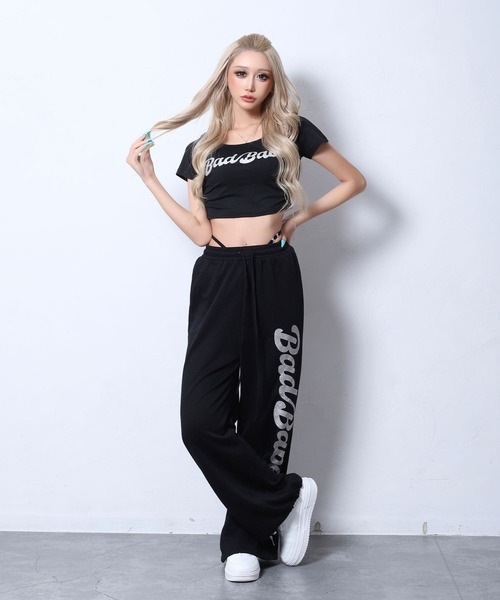 BLACKQUEEN（ブラッククイーン）の「【BLACKQUEEN】ラメロゴショート丈Tシャツ（Tシャツ/カットソー・レディース・ホワイト/ブラック・M）」の11枚目の写真