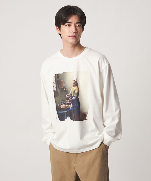 green label relaxing（グリーンレーベルリラクシング）の「フェルメール クルーネック プリント 長袖 Tシャツ（Tシャツ/カットソー・メンズ・その他1/ブラック/その他2・S/XL/L/M）」の3枚目の写真