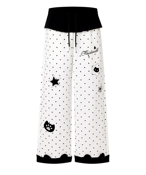 AsheKsha(アシクシャ)の「水玉星プリントワイドレジャーパンツ(その他パンツ・レディース・ブラック/ホワイト・F)」の9枚目の写真