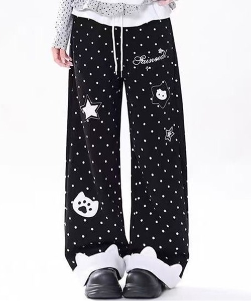 AsheKsha(アシクシャ)の「水玉星プリントワイドレジャーパンツ(その他パンツ・レディース・ブラック/ホワイト・F)」の14枚目の写真