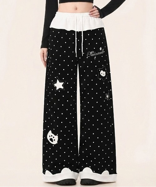 AsheKsha(アシクシャ)の「水玉星プリントワイドレジャーパンツ(その他パンツ・レディース・ブラック/ホワイト・F)」の17枚目の写真