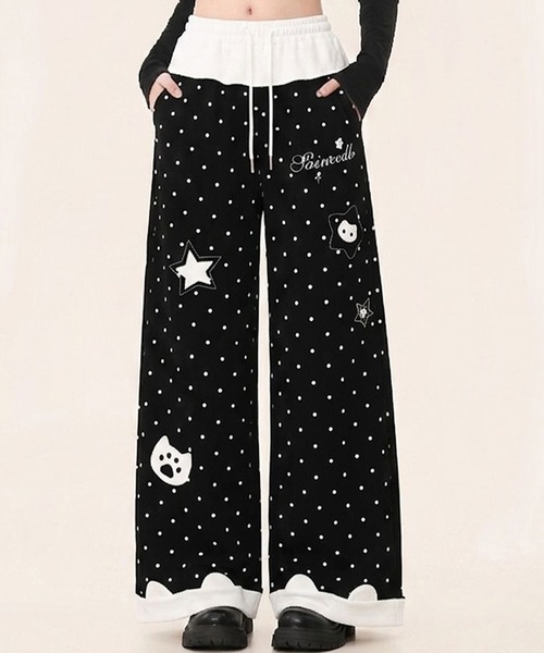 AsheKsha(アシクシャ)の「水玉星プリントワイドレジャーパンツ(その他パンツ・レディース・ブラック/ホワイト・F)」の18枚目の写真