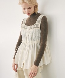 lace design gather tank / レースデザインギャザータンク