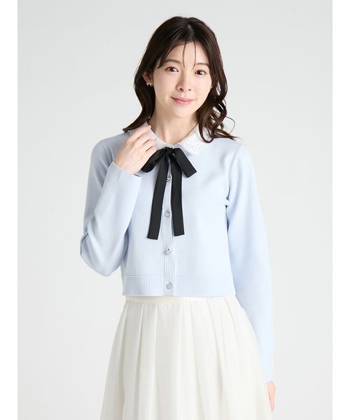 CELFORD(セルフォード)の「【WEB・ルミネ限定】レースカラーデタッチャブルカーディガン(カーディガン/ボレロ・レディース・チャコールグレー/ブラック/サックスブルー・38/36)」の6枚目の写真