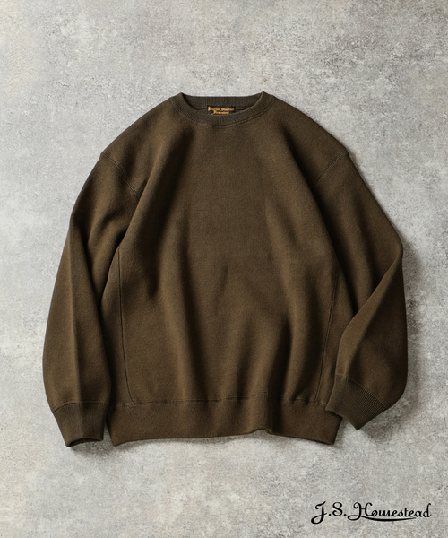 JOURNAL STANDARD J.S HOMESTEAD(ジャーナルスタンダードホームステッド)の「J.S.Homestead / コットン ポリ スウェット ライク クルー ニット(ニット/セーター・メンズ・カーキ/チャコールグレー/ブラック/レッド・MEDIUM/LARGE)」の3枚目の写真