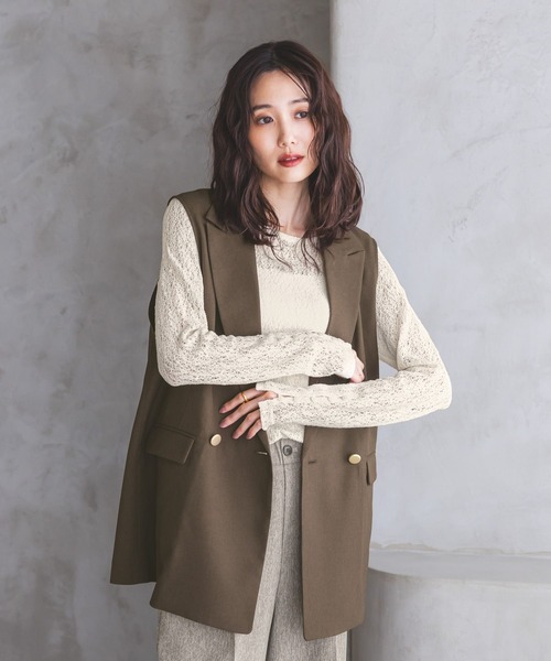 GLOBAL WORK(グローバルワーク)の「ラッセルレース袖ボタンプルオーバー/1054145(Tシャツ/カットソー・レディース・ボルドー/オフホワイト/ブラック・LARGE/MEDIUM)」の9枚目の写真