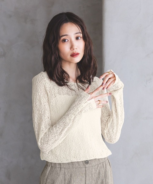 GLOBAL WORK(グローバルワーク)の「ラッセルレース袖ボタンプルオーバー/1054145(Tシャツ/カットソー・レディース・ボルドー/オフホワイト/ブラック・LARGE/MEDIUM)」の11枚目の写真