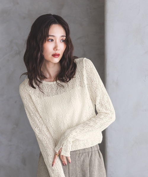 GLOBAL WORK(グローバルワーク)の「ラッセルレース袖ボタンプルオーバー/1054145(Tシャツ/カットソー・レディース・ボルドー/オフホワイト/ブラック・LARGE/MEDIUM)」の12枚目の写真