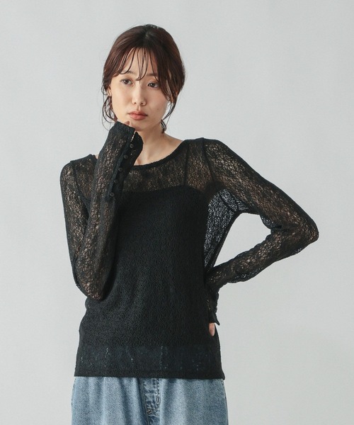 GLOBAL WORK(グローバルワーク)の「ラッセルレース袖ボタンプルオーバー/1054145(Tシャツ/カットソー・レディース・ボルドー/オフホワイト/ブラック・LARGE/MEDIUM)」の20枚目の写真