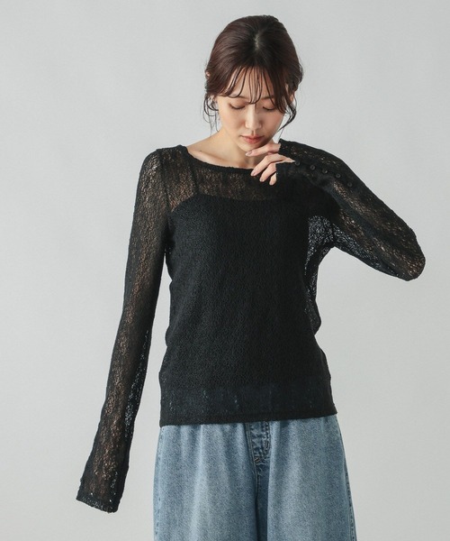 GLOBAL WORK(グローバルワーク)の「ラッセルレース袖ボタンプルオーバー/1054145(Tシャツ/カットソー・レディース・ボルドー/オフホワイト/ブラック・LARGE/MEDIUM)」の21枚目の写真