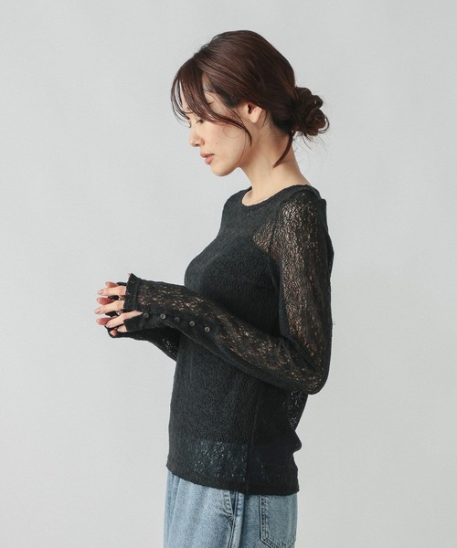 GLOBAL WORK(グローバルワーク)の「ラッセルレース袖ボタンプルオーバー/1054145(Tシャツ/カットソー・レディース・ボルドー/オフホワイト/ブラック・LARGE/MEDIUM)」の22枚目の写真