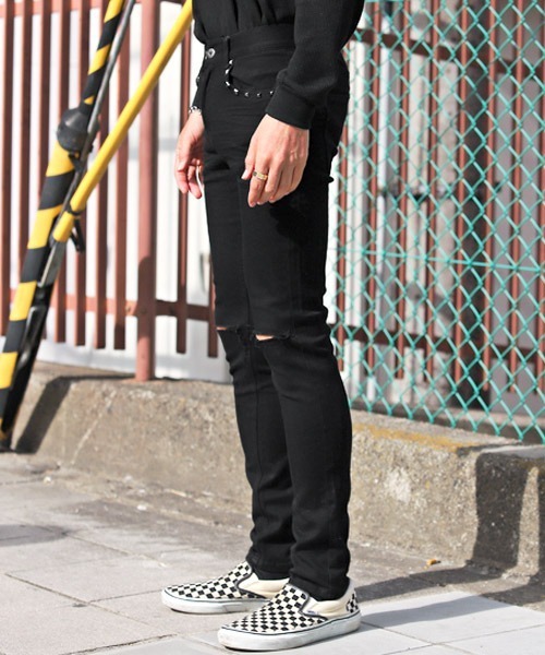 LUXSTYLE(ラグスタイル)の「スタッズダメージスキニーパンツ(デニムパンツ・メンズ・ブラック・S)」の14枚目の写真