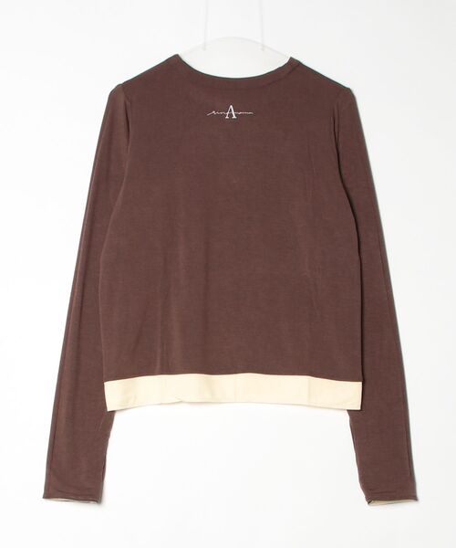 Arinomama(アリノママ)の「Arinomama 薄手シアー バイカラーリバーシブル ロンT(Tシャツ/カットソー・レディース・ブラウン系その他/グレー系その他/ホワイト×ブラウン/ブラック×ホワイト・FREE)」の9枚目の写真