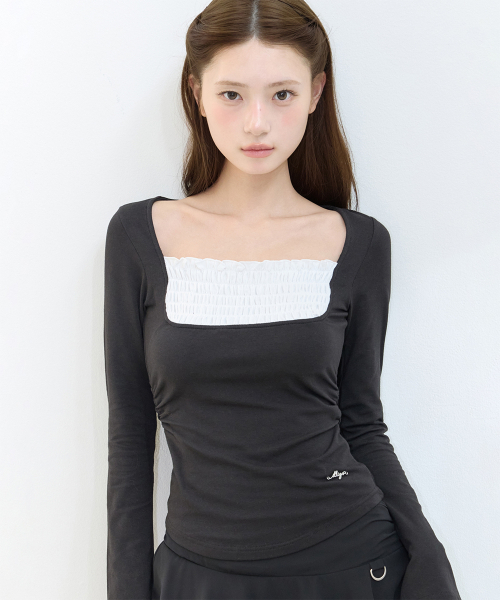 ILLIGO(イリゴ)の「スモークスクエアネックロングスリーブブラック(Tシャツ/カットソー・レディース・その他・OS)」の2枚目の写真