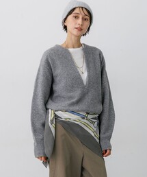 23区 L（ニジュウサンクオオキイサイズ）の「フェルティ キーネック ニットチュニック（ニット/セーター）」