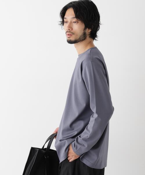 NANO universe(ナノユニバース)の「「モダンコンフォートシリーズ」モクロディ ボートネック サイドスリット Tシャツ(Tシャツ/カットソー・メンズ・ホワイト/ブルー/ブルーグレー・M/L/S)」の6枚目の写真