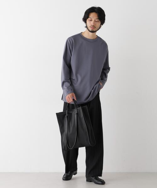 NANO universe(ナノユニバース)の「「モダンコンフォートシリーズ」モクロディ ボートネック サイドスリット Tシャツ(Tシャツ/カットソー・メンズ・ホワイト/ブルー/ブルーグレー・M/L/S)」の9枚目の写真