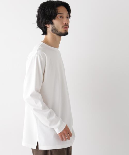 NANO universe(ナノユニバース)の「「モダンコンフォートシリーズ」モクロディ ボートネック サイドスリット Tシャツ(Tシャツ/カットソー・メンズ・ホワイト/ブルー/ブルーグレー・M/L/S)」の13枚目の写真