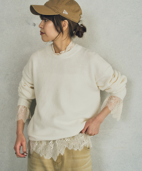 Spick & Span(スピックアンドスパン)の「《40周年 / 》40th ラッセルレースボウタイブラウス(シャツ/ブラウス・レディース・ブラック/ベージュ・FREE)」の6枚目の写真