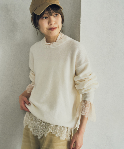 Spick & Span(スピックアンドスパン)の「《40周年 / 》40th ラッセルレースボウタイブラウス(シャツ/ブラウス・レディース・ブラック/ベージュ・FREE)」の7枚目の写真
