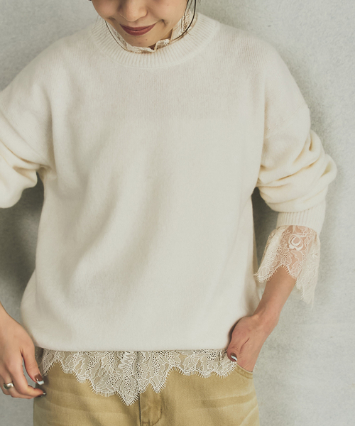 Spick & Span(スピックアンドスパン)の「《40周年 / 》40th ラッセルレースボウタイブラウス(シャツ/ブラウス・レディース・ブラック/ベージュ・FREE)」の8枚目の写真