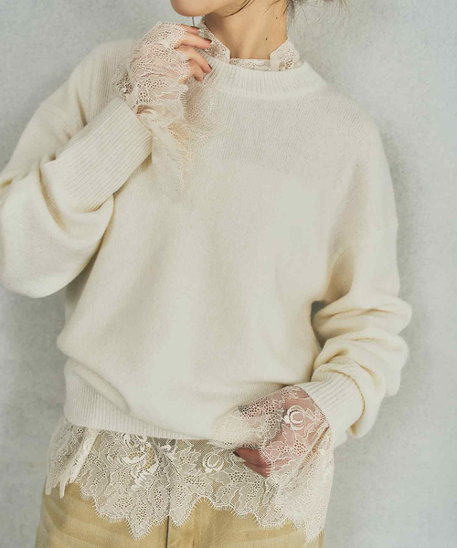 Spick & Span(スピックアンドスパン)の「《40周年 / 》40th ラッセルレースボウタイブラウス(シャツ/ブラウス・レディース・ブラック/ベージュ・FREE)」の9枚目の写真