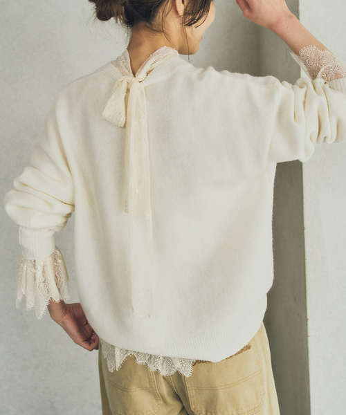 Spick & Span(スピックアンドスパン)の「《40周年 / 》40th ラッセルレースボウタイブラウス(シャツ/ブラウス・レディース・ブラック/ベージュ・FREE)」の10枚目の写真