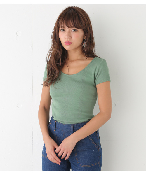 SLY（スライ）の「ランダムRIB COTTON T/SH（Tシャツ/カットソー・レディース・ブラック/グリーン系その他/ワインレッド/ホワイト・1/2）」の4枚目の写真