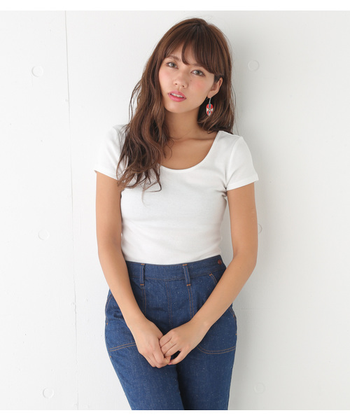 SLY（スライ）の「ランダムRIB COTTON T/SH（Tシャツ/カットソー・レディース・ブラック/グリーン系その他/ワインレッド/ホワイト・1/2）」の2枚目の写真