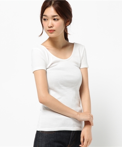 SLY（スライ）の「ランダムRIB COTTON T/SH（Tシャツ/カットソー・レディース・ブラック/グリーン系その他/ワインレッド/ホワイト・1/2）」の16枚目の写真