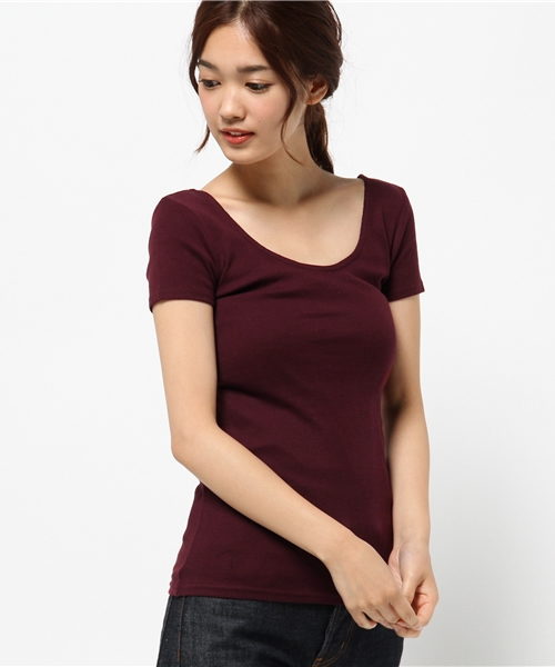 SLY（スライ）の「ランダムRIB COTTON T/SH（Tシャツ/カットソー・レディース・ブラック/グリーン系その他/ワインレッド/ホワイト・1/2）」の5枚目の写真