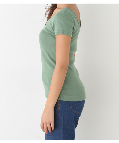 SLY（スライ）の「ランダムRIB COTTON T/SH（Tシャツ/カットソー・レディース・ブラック/グリーン系その他/ワインレッド/ホワイト・1/2）」の13枚目の写真