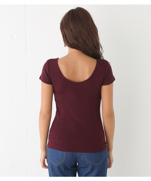 SLY（スライ）の「ランダムRIB COTTON T/SH（Tシャツ/カットソー・レディース・ブラック/グリーン系その他/ワインレッド/ホワイト・1/2）」の6枚目の写真