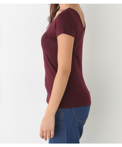 SLY（スライ）の「ランダムRIB COTTON T/SH（Tシャツ/カットソー・レディース・ブラック/グリーン系その他/ワインレッド/ホワイト・1/2）」の7枚目の写真