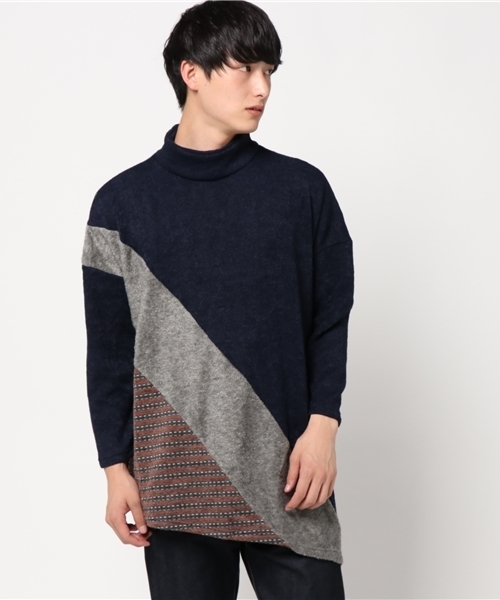 チャイハネ(チャイハネ)の「【チャイハネ】yul パッチワークMEN'Sニットトップス(ニット/セーター・メンズ・ベージュ/オレンジ/ネイビー・FREE)」の1枚目の写真