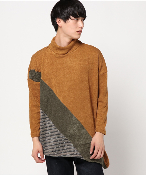 チャイハネ(チャイハネ)の「【チャイハネ】yul パッチワークMEN'Sニットトップス(ニット/セーター・メンズ・ベージュ/オレンジ/ネイビー・FREE)」の3枚目の写真